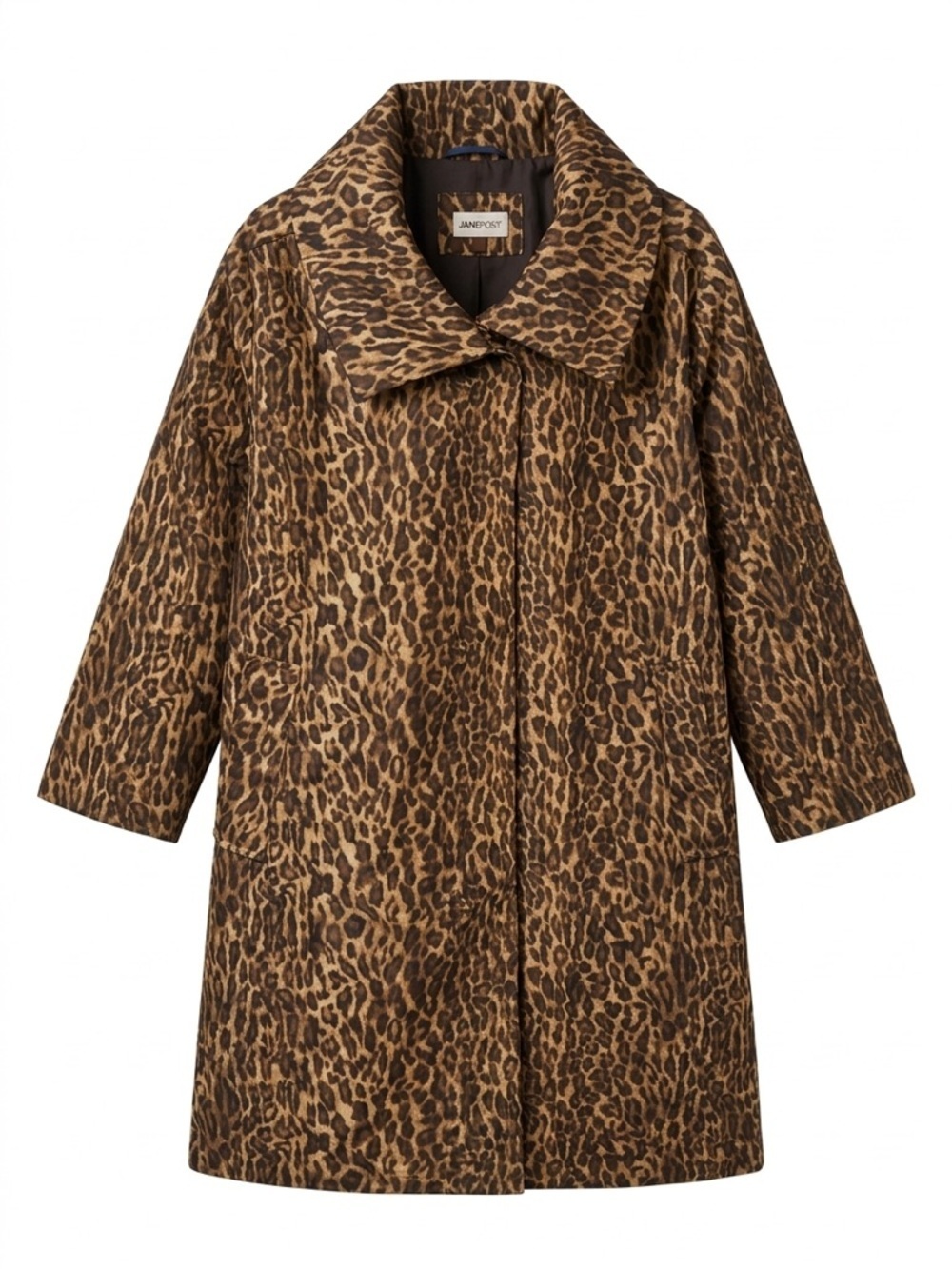 Jane Post Leopard-Print Trench Coat or rain coat size xl in Brown and Black